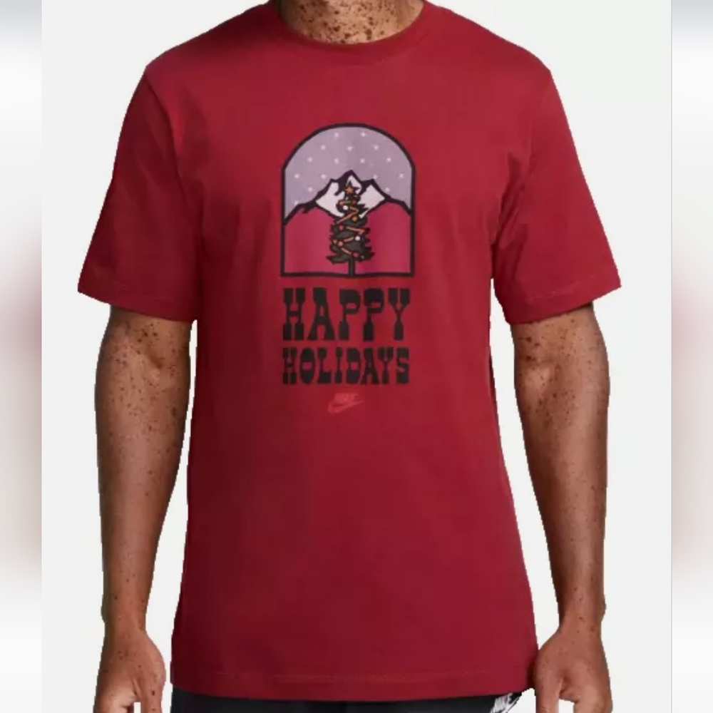 Nike happy holiday shirt, red, small